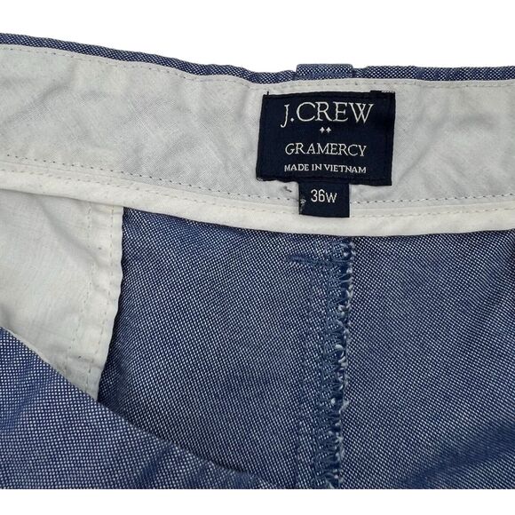 J Crew Men’s Gramercy Shorts 36 Blue Chambray 9” Inseam Flat Front - Picture 3 of 6